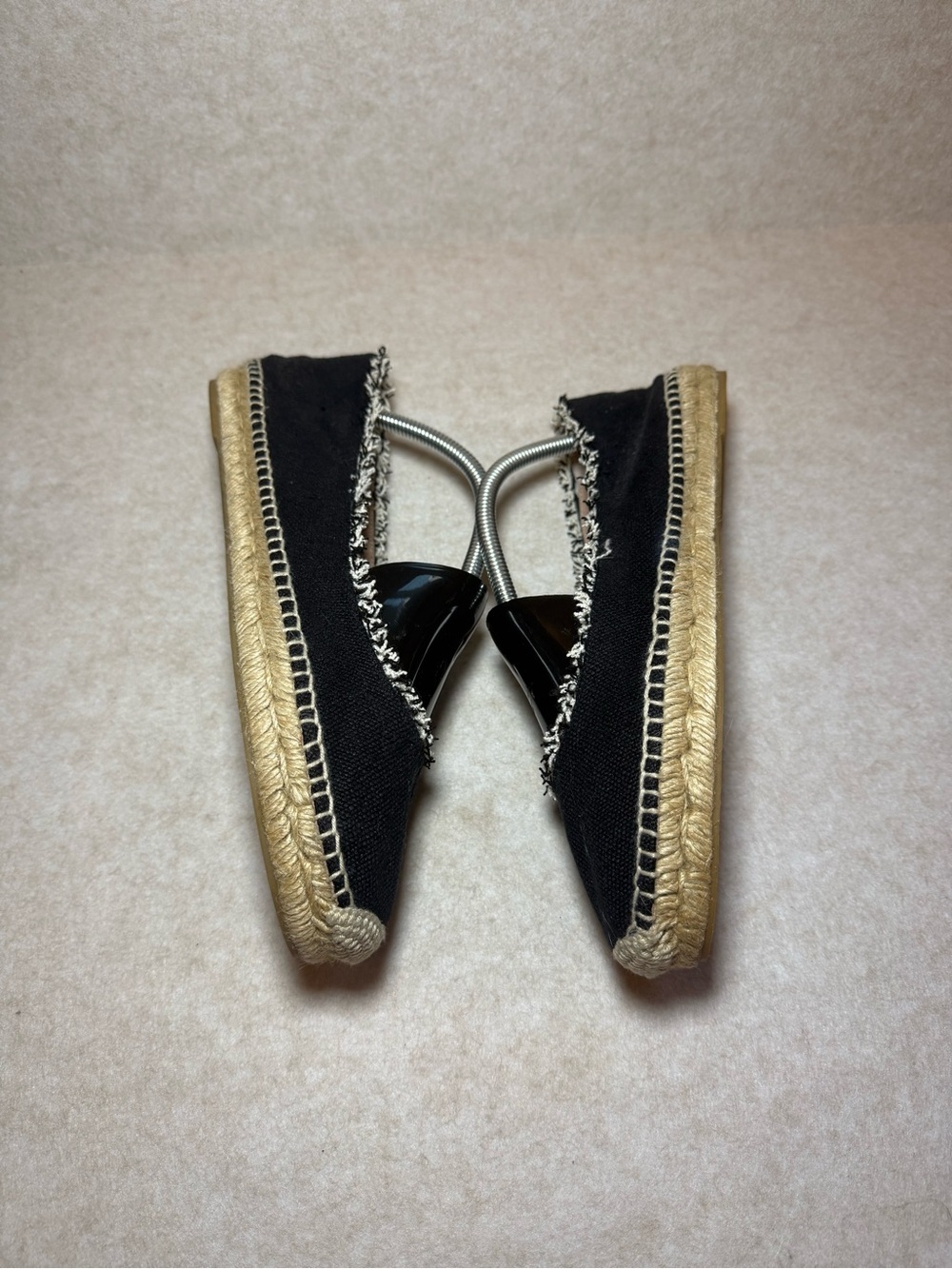 Patricia Green Black Tan Espadrille Mules Flats Loafers Frayed Trim Size US 10 - Picture 5 of 10